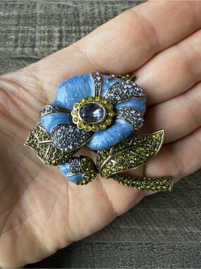 Heidi Daus "Budding Romance" Crystal Floral Pin